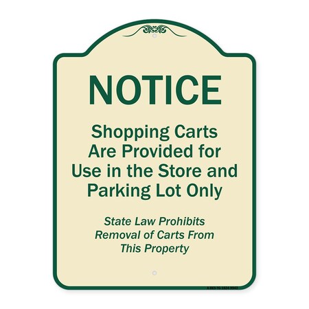 Signmission Designer Series-Notice-Shopping Carts Are Provided For Use In The Store And, TG-1824-9943 A-DES-TG-1824-9943